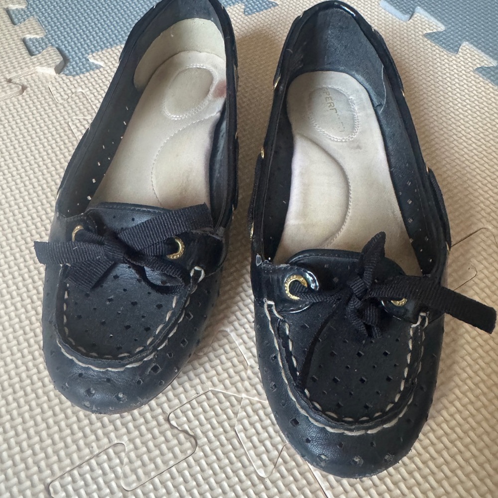 Black Loafers with Bow Detail